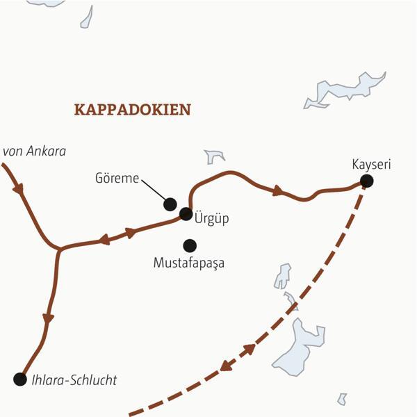 Reiseverlauf der Türkei - Kappadokien Marco Polo Entdeckerreise.