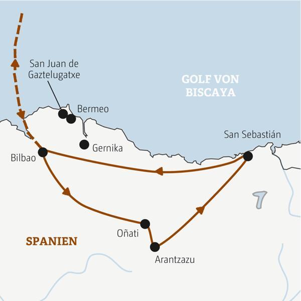 Reiseverlauf der Spanien Marco Polo Entdeckerreise.