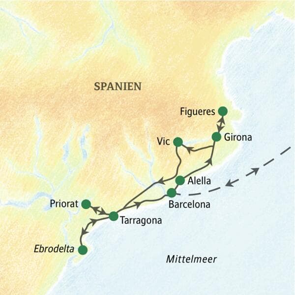 Reiseverlauf der Katalonien Sonderreise.